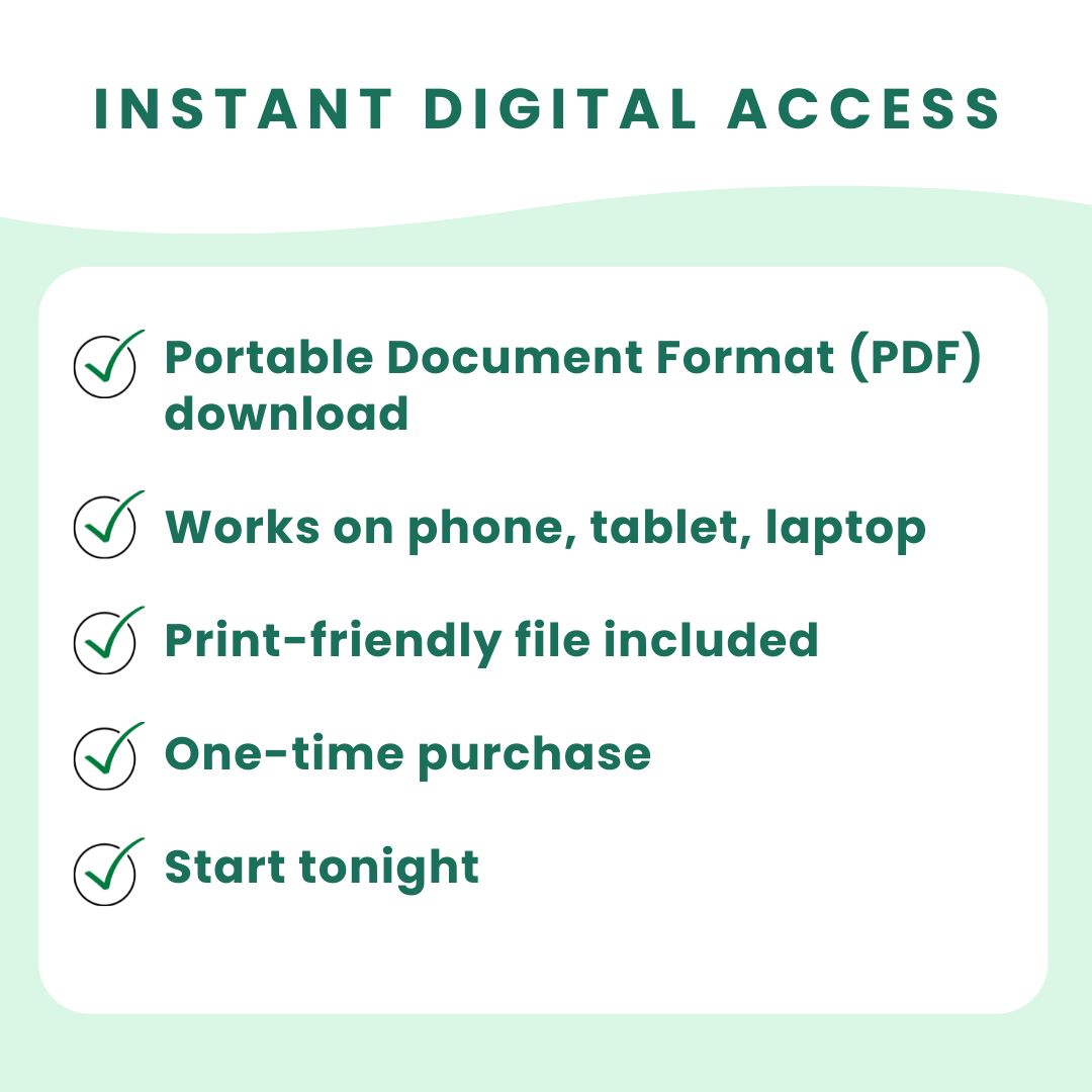 List of benefits of instant digital access on a green background